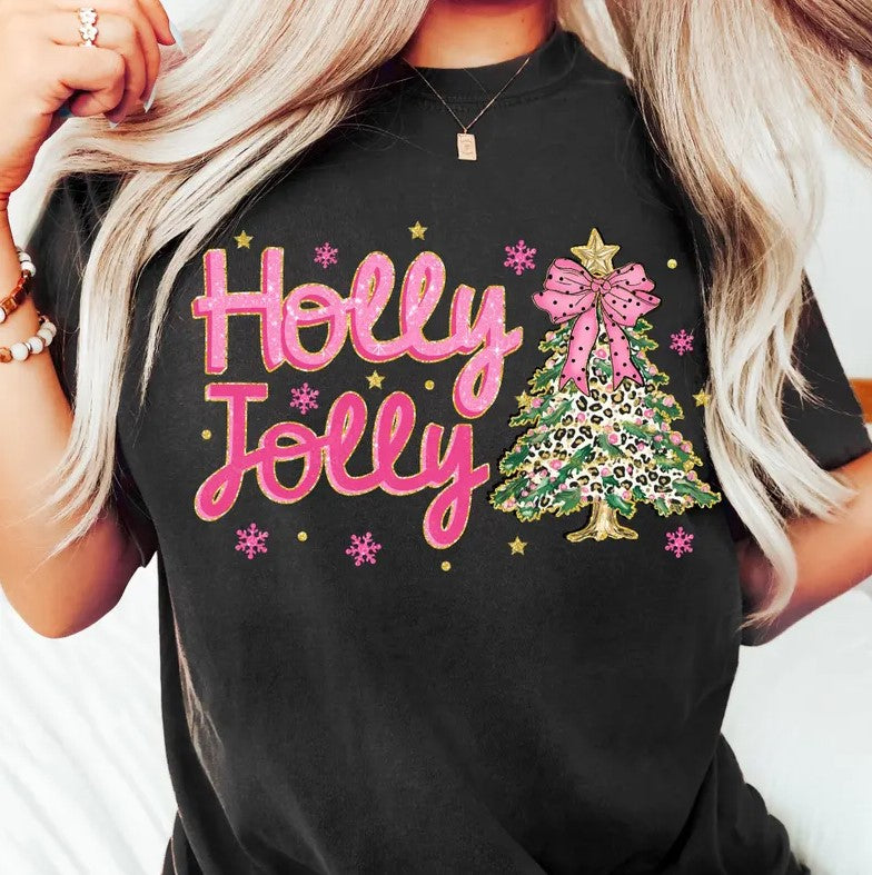 Holly Jolly Christmas Tree Sublimation or DTF Transfers