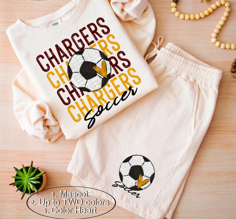 Soccer Custom School and Colors for light Sublimation or DTF Transfers