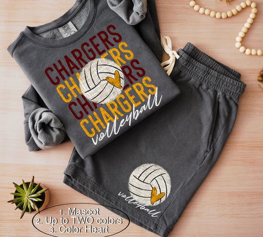 Volleyball Custom School and Colors for dark Sublimation or DTF Transfers