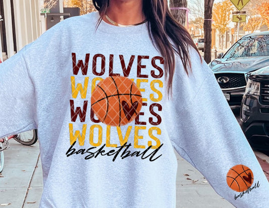 Wolves Basketball in white Sublimation or DTF Transfers