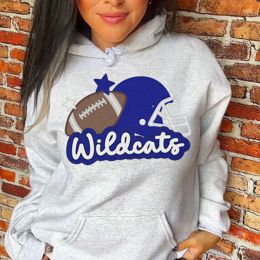 Wildcat Football Blue School Spirit Sublimation or DTF Transfer