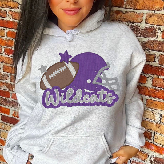 Wildcat Football Purple School Spirit Sublimation or DTF Transfer