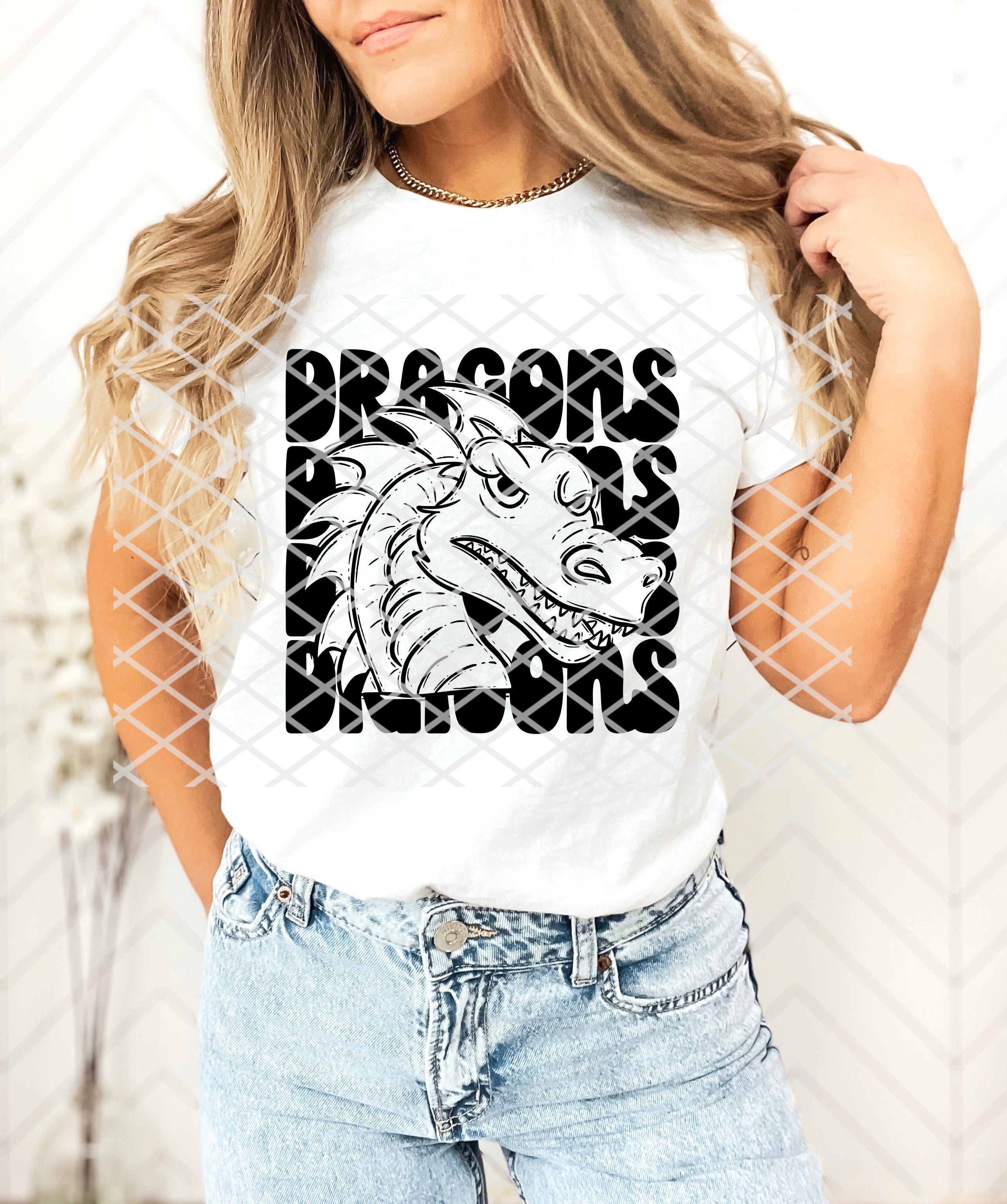 Stacked Dragons Sublimation or DTF transfer