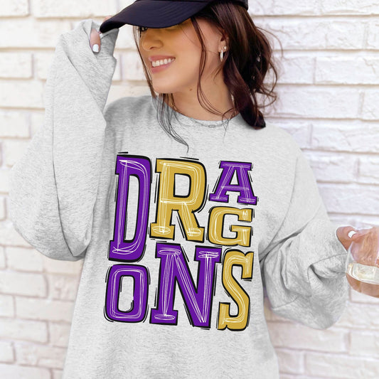 Dragons Custom Sport School Spirit Sublimation or DTF Transfer