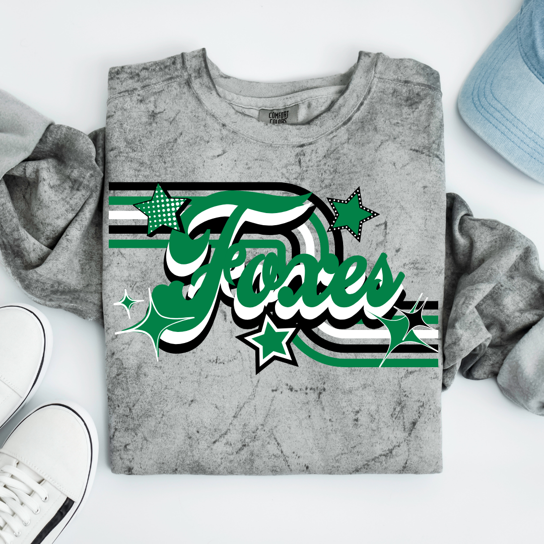 Foxes Retro School Spirit Sublimation or DTF Transfer