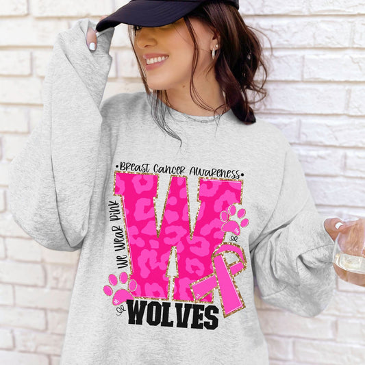 Wolves Breast Cancer School Spirit Sublimation or DTF Transfer