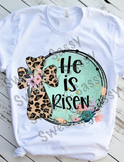 He is Risen, Leopard Print Cross, Sublimation Transfer