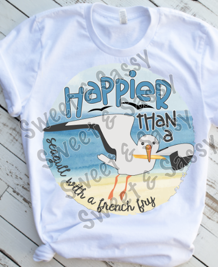 Happier than a seagull with a french fry Sublimation Transfer