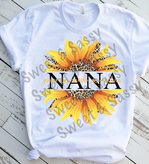 Customizable Mom or Grandparent Sunflower with kids or grandkids' names