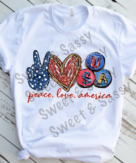 Peace Love America Sublimation Transfer