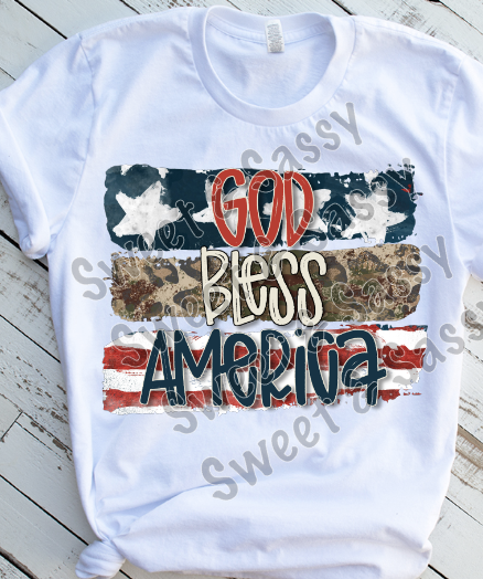 God Bless America, Camo, Sublimation Transfer