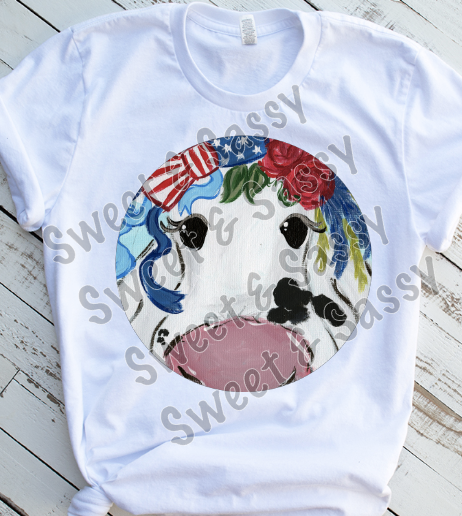 Patriotic Cow Sublimation Transfer