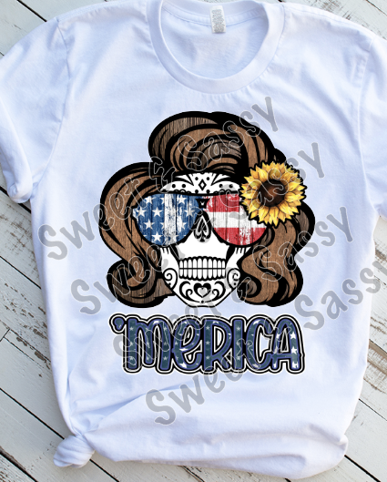 Merica Skull, 4th of July Sublimation Transfer