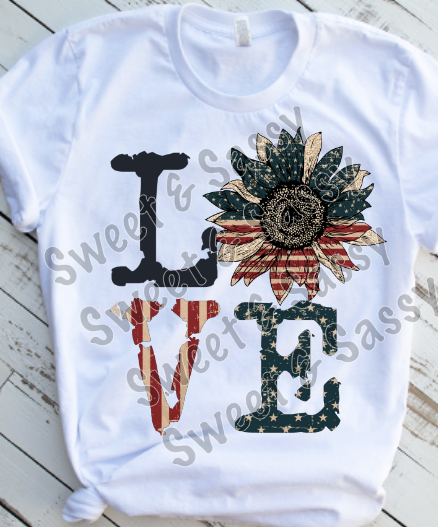 Love Sunflower, USA Sublimation Transfer