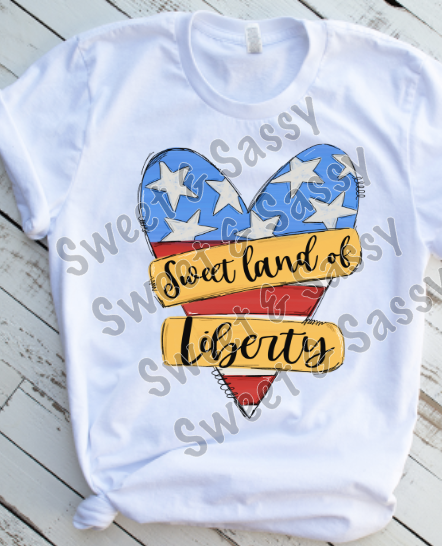 Sweet Land of Liberty, USA Sublimation Transfer