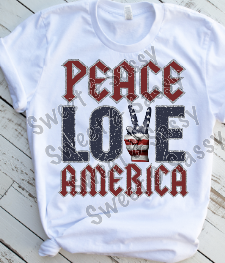 Peace Love America, 4th of July Sublimation Transfer