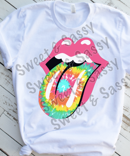 Tie Dye KISS Tongue Lips Sublimation Transfer