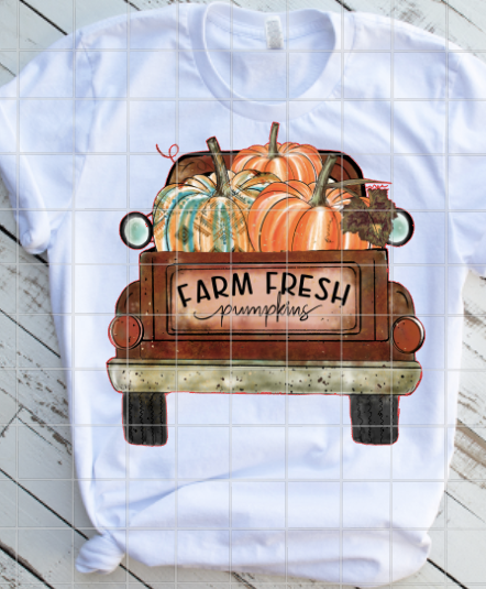 Farm Fresh Pumpkins in Red Truck Sublimation Transfer