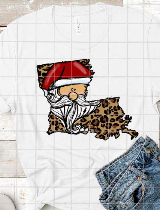 Lousiana Santa Leopard print Christmas Sublimation Transfer