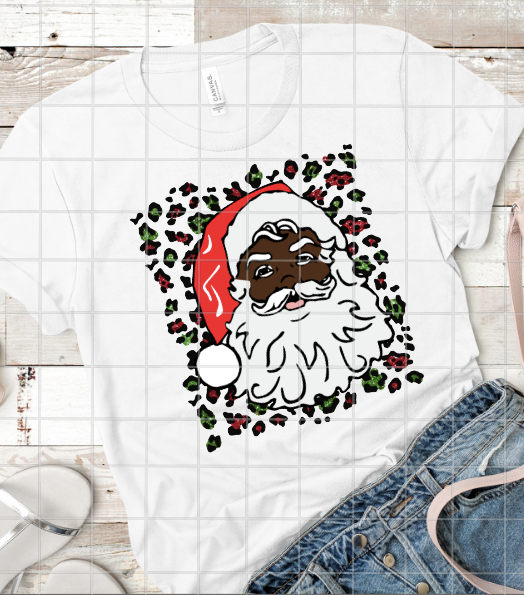 Santa with Leopard Print, Sublimation Transfer