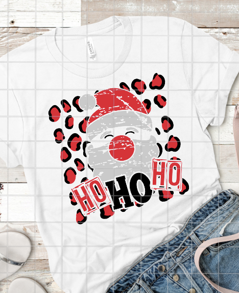 Santa Ho Ho Ho, Leopard Print, Sublimation Transfer