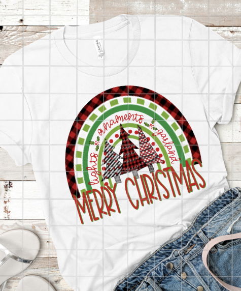 Christmas Plaid Trees Rainbow, Sublimation Transfer