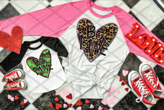 Be Mine, Leopard print heart, Valentine's Day, Ready to press,  Sublimation Transfer