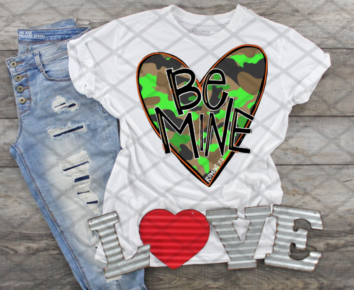 Camo Heart, Valentine's Day, Ready to press, Sublimation Transfer