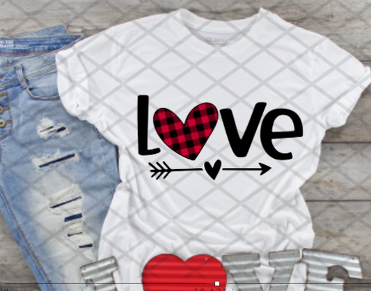 Love Buffalo Plaid Heart, Valentine's Day, Ready to press, Sublimation Transfer