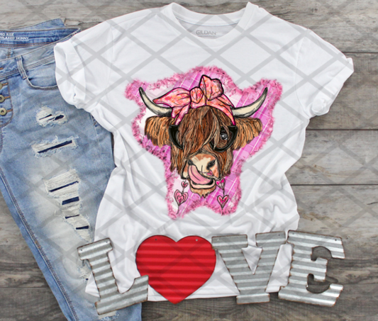 Valentine Cow, Valentine's Day Ready to press, Sublimation Transfer