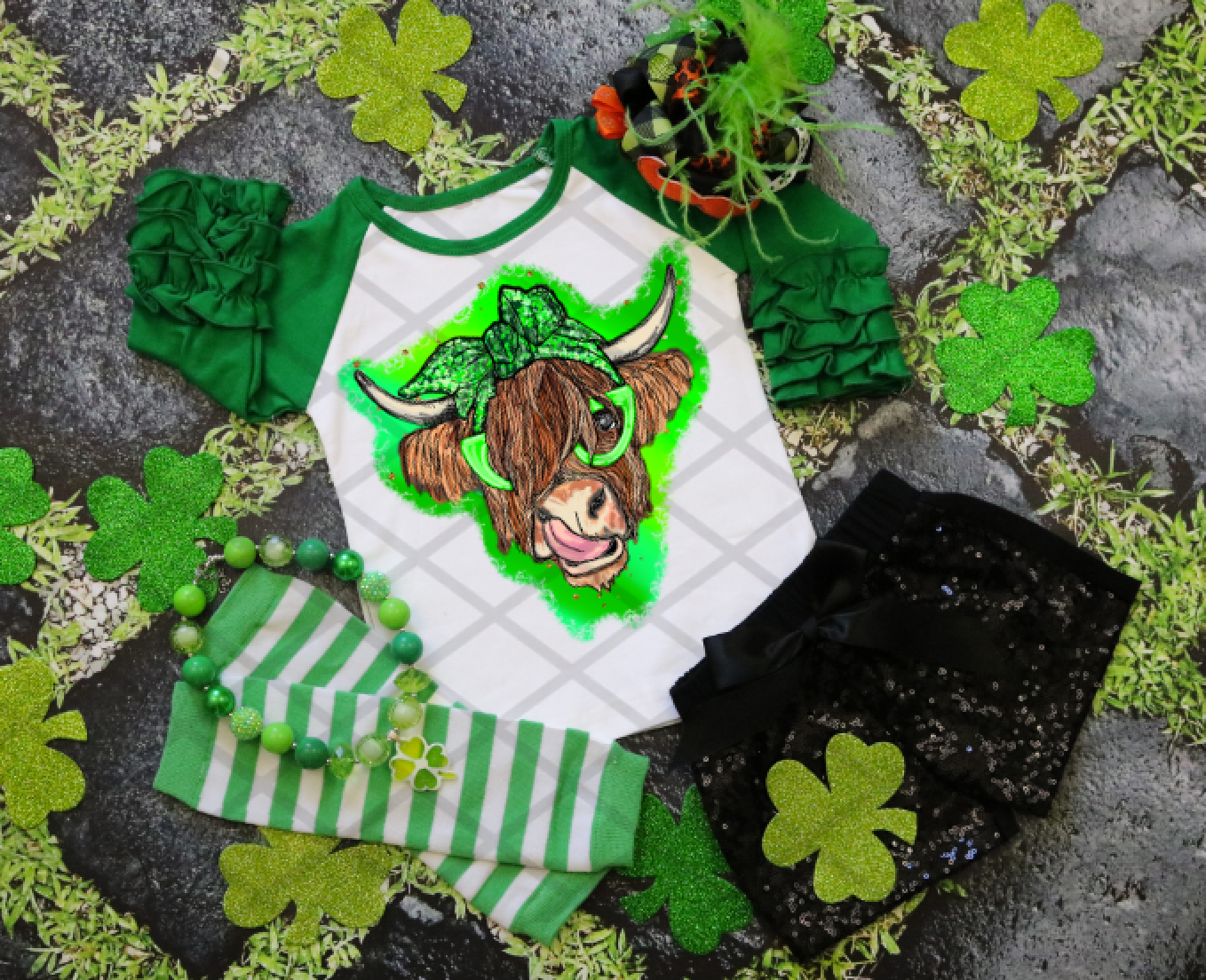 St. Patrick's Day Cow, Mardi Gras, Ready to press, Sublimation Transfer