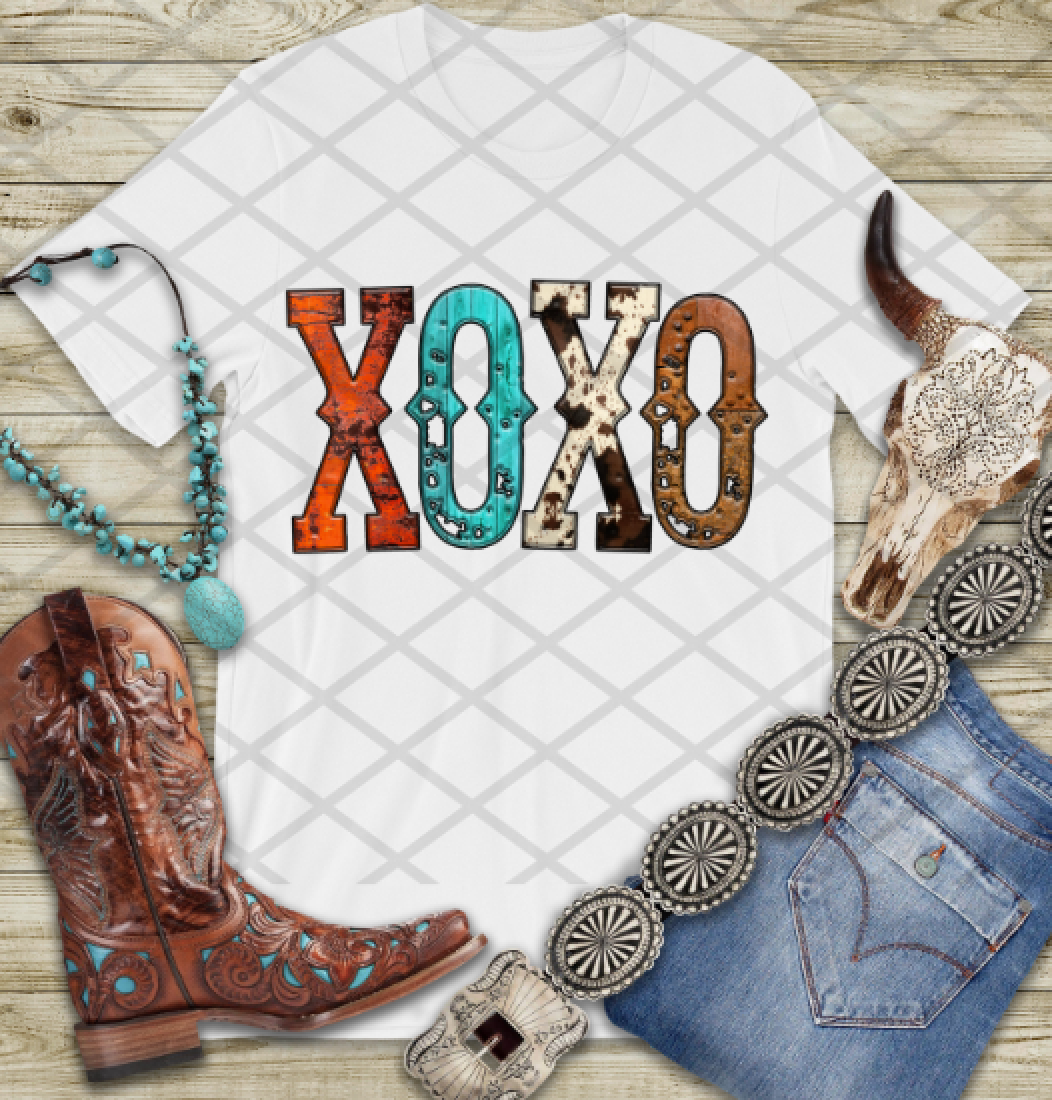 XOXO Western Valentine, Valentine's Day Ready to press, Sublimation Transfer