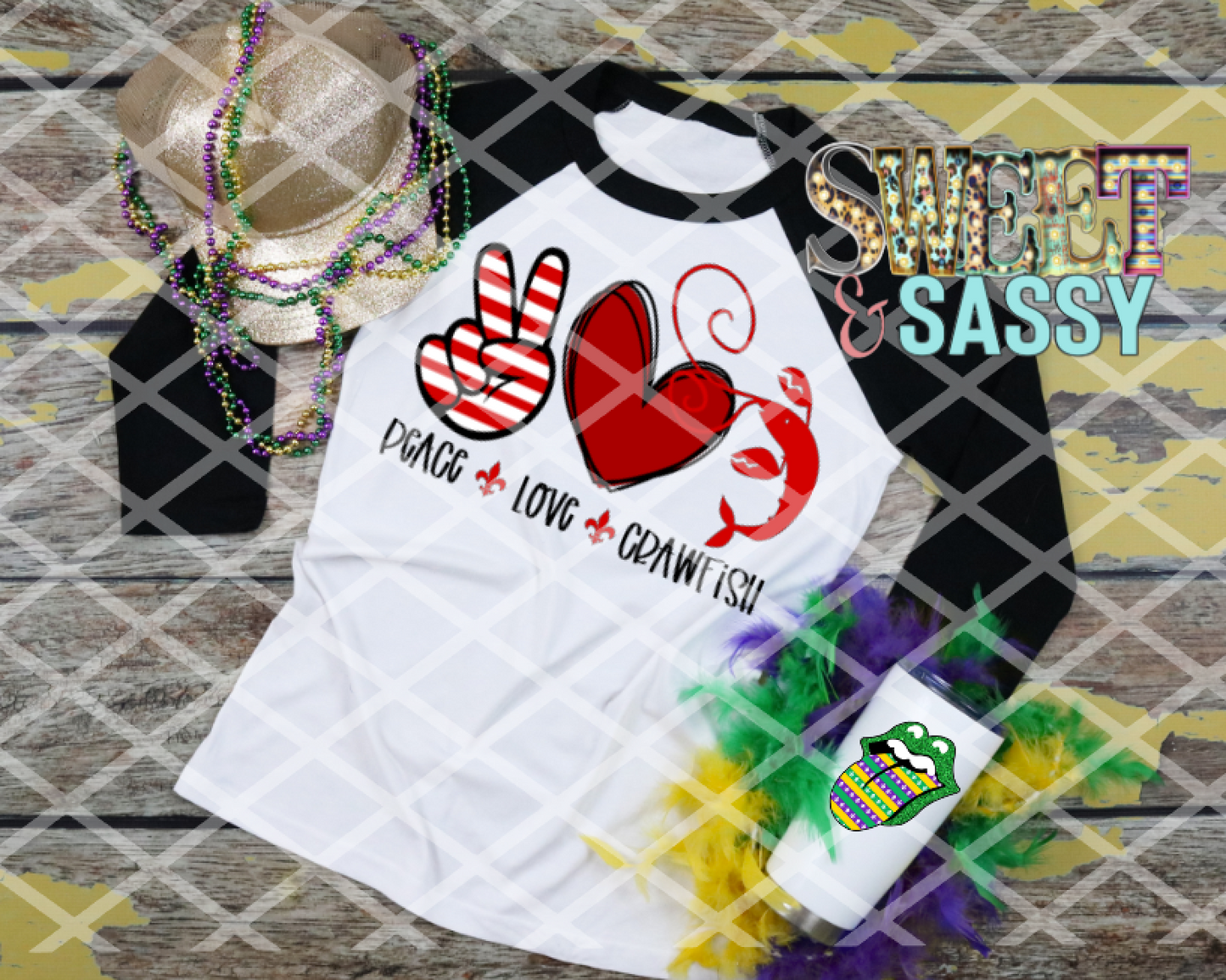 Peace Love Crawfish, Mardi Gras, Ready to press, Sublimation Transfers