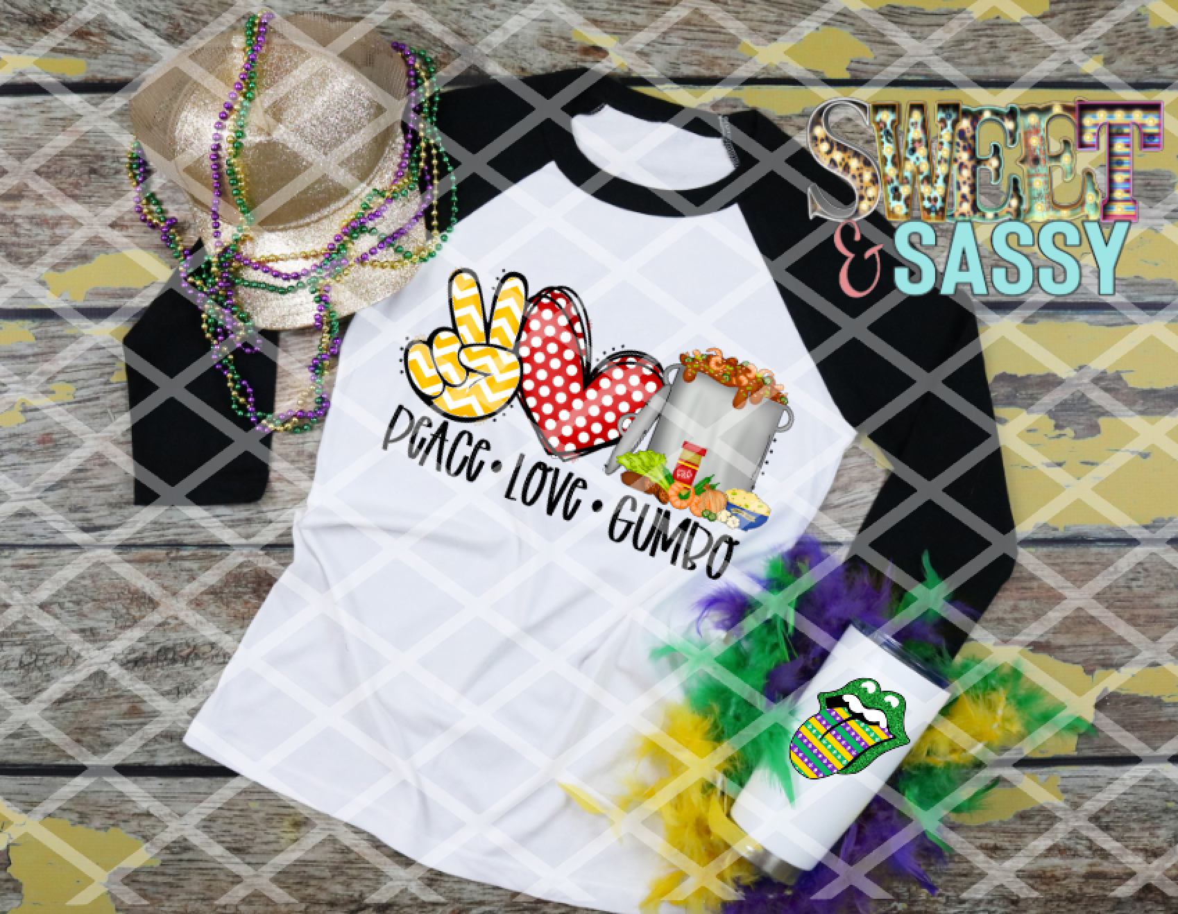 Peace Love Gumbo, Mardi Gras, Ready to press, Sublimation Transfers