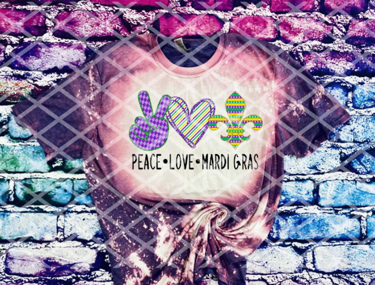 Peace Love Mardi Gras, Mardi Gras, Ready to press, Sublimation Transfer