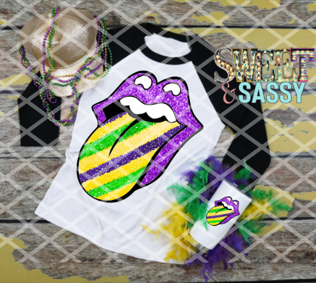 Mardi Gras Purple Lips with tongue, Mardi Gras, Ready to press, Sublimation Transfers