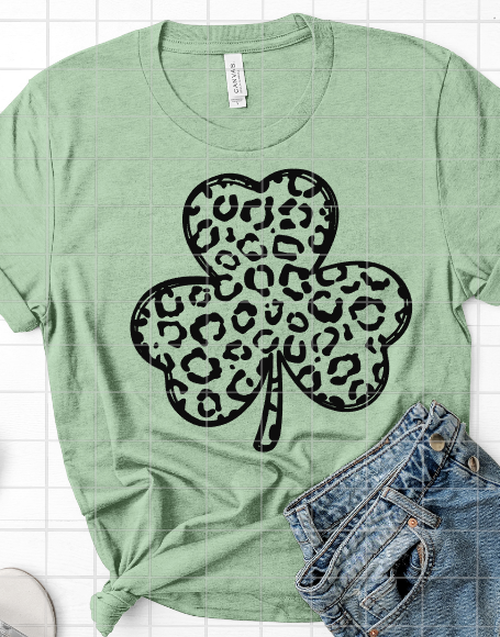 Leopard Print Shamrock Screen print transfer