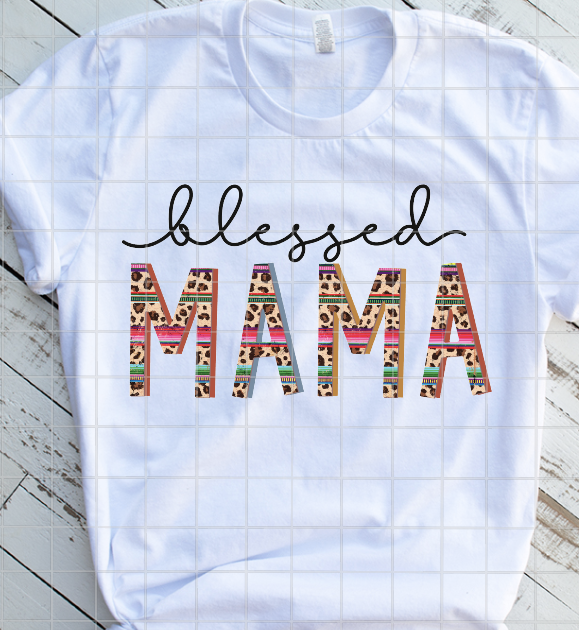 Blessed Mama, Leopard Print, Ready to Press, Sublimation Transfer