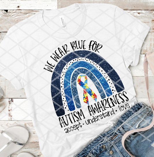 Autism Awareness Rainbow, Sublimation Transfer