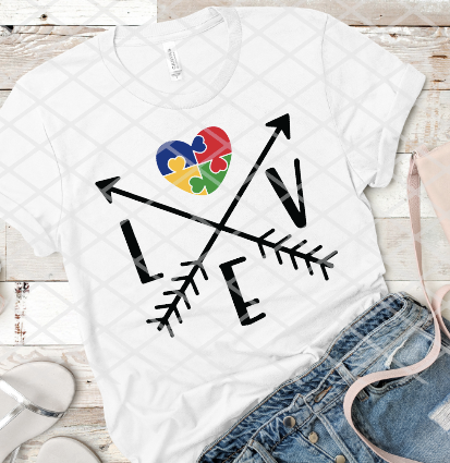 Autism Awareness LOVE, Sublimation Transfer