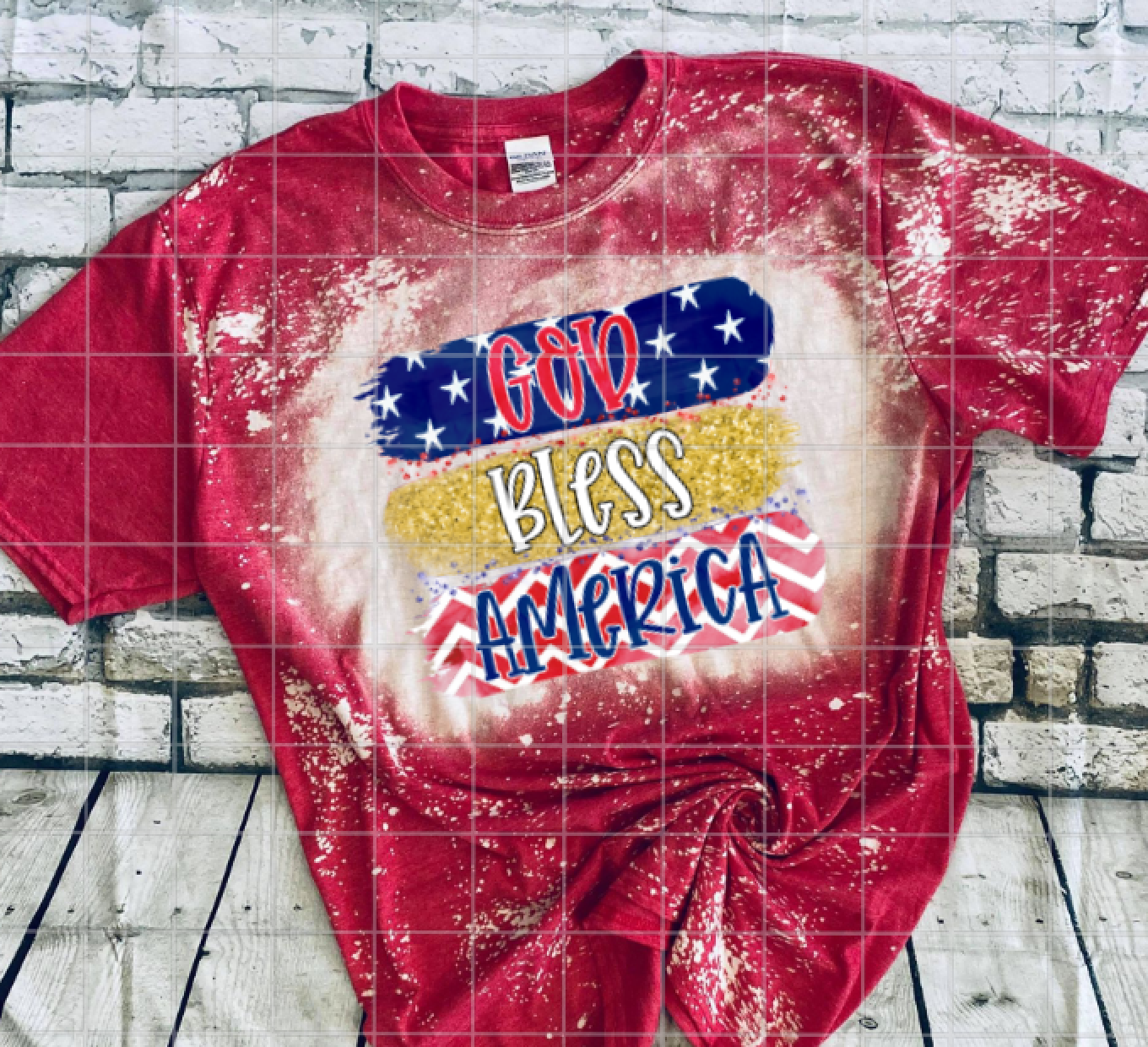 God Bless America Stars and Stripes, Sublimation Transfer