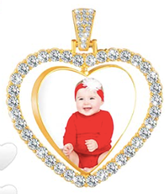 Sublimation Rhinestone Silver Heart Necklace.