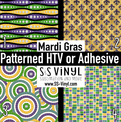 Mardi Gras Pattern Permanent Adhesive Vinyl