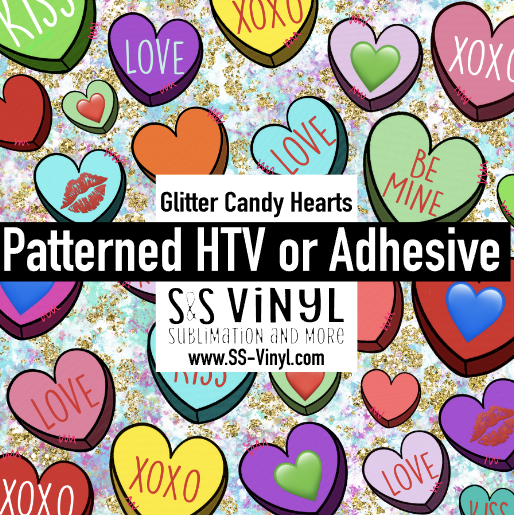 Glitter Candy Hearts Valentine Pattern HTV Vinyl