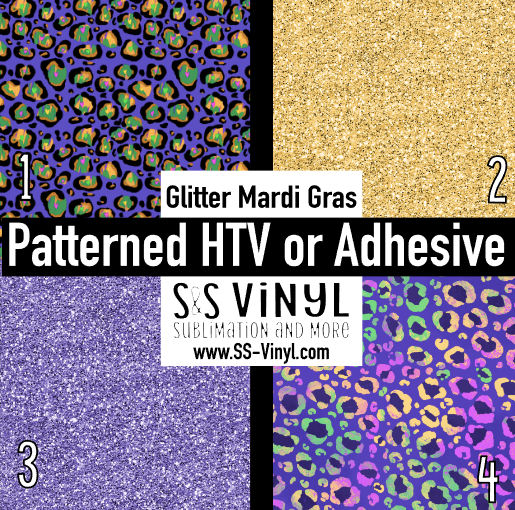 Mardi Gras Leopard Print Pattern HTV Vinyl