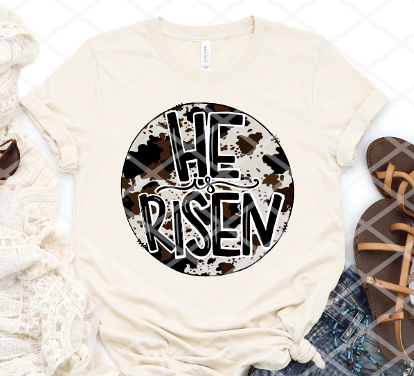 HTV He is Risen, Cow Print, Easter Transfer