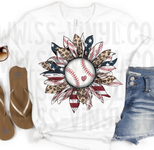 Baseball Sunflower Sublimation Transfer