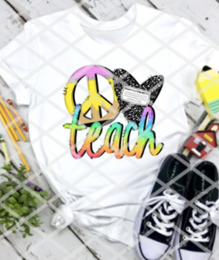 Peace Love Teach, Sublimation Transfers