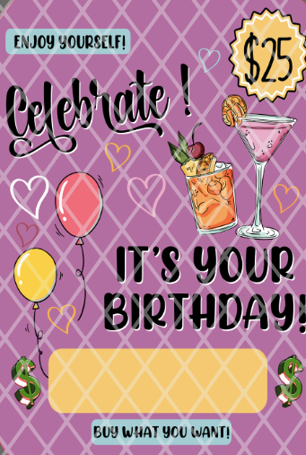 Celebrate Happy Birthday - Sublimation Money Card Transfers