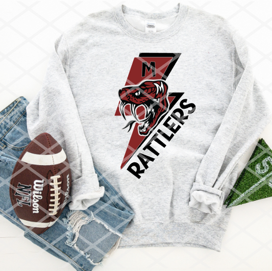 Rattlers Bolt Sublimation or HTV Transfer